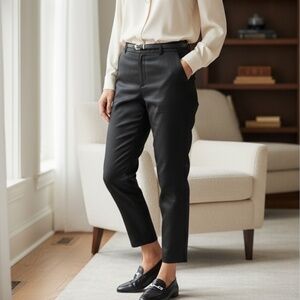 Vintage TALBOTS PETITE 100% Pure Silk Ankle Pant 6P Black Lined Minimalist 90s